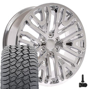 22" Replica Wheels fit GMC Sierra 1500 - CV37 Chrome 22x9, Sailun Tires &amp; TPMS Set