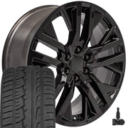 Set(4) 22x9 CV38 Gloss Black - 6x139.7 +28ET with 285/45r22 Ironman iMove GEN 2 SUV Tires &amp; TPMS