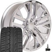 OE Wheels CV38 22x9 6x139.7 Chrome Wheels 285-45-22 Ironman iMove GEN 2 SUV Tires TPMS SET