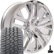 22" Replica Wheels fit GMC Sierra 1500 - CV38 Chrome 22x9, Sailun Tires &amp; TPMS Set