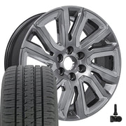 Set(4) 22x9 CV39 Gloss Hyper Silver with Chrome Insert - 6x139.7 +28ET with 285/45r22 Bridgestone Dueler Alenza HL Tires &amp; TPMS