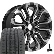 Set(4) 20x9 CV42 Gloss Gunmetal Machined - 6x139.7 +28ET with 275/55r20 Bridgestone Dueler Alenza HL Plus Tires &amp; TPMS