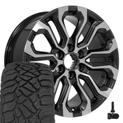Set(4) 20x9 CV42 Gloss Gunmetal Machined - 6x139.7 +28ET with 275/55r20 Sailun TerraMax RT Tires &amp; TPMS