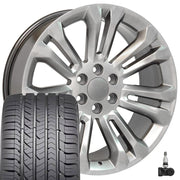 Set(4) 22x9 CV43 Gloss Hyper Black - 6x139.7 +24ET with 285/45r22 Goodyear Eagle Sport Tires &amp; TPMS