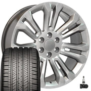 Set(4) 22x9 CV43 Gloss Hyper Black - 6x139.7 +24ET with 285/45r22 Goodyear Eagle Touring Tires &amp; TPMS