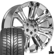 Set(4) 24x10 CV43B Chrome - 6x139.7 +24ET with 295/35r24 Sailun Atrezzo SVR LX+ Tires &amp; TPMS