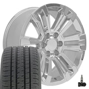 Set(4) 20x9 CV44 Chrome - 6x139.7 +24ET with 275/55r20 Bridgestone Dueler Alenza HL Plus Tires &amp; TPMS