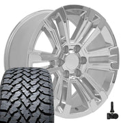 Set(4) 20x9 CV44 Chrome - 6x139.7 +24ET with 275/55r20 TBB TS-37 AT Tires &amp; TPMS