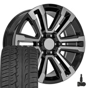 Set(4) 20x9 CV44 Gloss Black Machined - 6x139.7 +24ET with 275/55r20 Ironman iMove GEN 2 SUV Tires &amp; TPMS