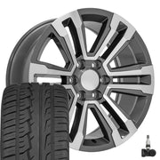 Set(4) 20x9 CV44 Gloss Gunmetal Machined - 6x139.7 +24ET with 275/55r20 Ironman iMove GEN 2 SUV Tires &amp; TPMS