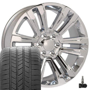 Set(4) 22x9 CV44 Chrome - 6x139.7 +24ET with 285/45r22 Goodyear Eagle Touring Tires &amp; TPMS