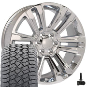 22" Replica Wheels fit GMC Yukon 1500 - CV44 Chrome 22x9, Sailun Tires &amp; TPMS Set