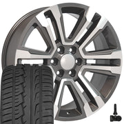 Set(4) 22x9 CV44 Gloss Gunmetal Machined - 6x139.7 +24ET with 285/45r22 Ironman iMove GEN 2 SUV Tires &amp; TPMS