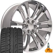 OE Wheels CV44 24x10 6x139.7 Chrome Wheels 305-35-24 Ironman iMove GEN 2 AS Tires TPMS SET
