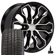 Set(4) 17x8 CV54 Gloss Black Machined - 6x120 +33ET with 255/65r17 Ironman RB SUV OWL Tires &amp; TPMS