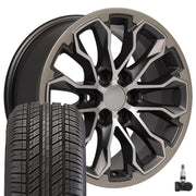 OE Wheels CV54 17x8 6x120 Satin Gunmetal Machined Face - Two Tone Wheels 255-65-17 Ironman RB SUV OWL Tires TPMS SET