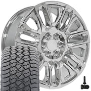 Set(4) 22x9 CV57 Chrome with Chrome Insert - 6x139.7 +28ET with 285/45r22 Sailun TerraMax AT2 Tires &amp; TPMS