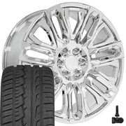 Set(4) 24x10 CV57 Chrome with Chrome Insert - 6x139.7 +31ET with 305/35r24 Ironman iMove GEN 2 Tires &amp; TPMS