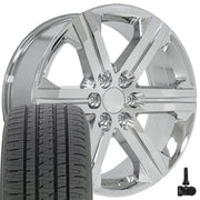 Set(4) 22x9 CV60 Chrome - 6x139.7 +24ET with 285/45r22 Bridgestone Dueler Alenza HL Tires &amp; TPMS