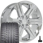 Set(4) 22x9 CV60 Chrome - 6x139.7 +24ET with 285/45r22 Goodyear Eagle Sport Tires &amp; TPMS