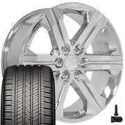 Set(4) 22x9 CV60 Chrome - 6x139.7 +24ET with 285/45r22 Goodyear Eagle Touring Tires &amp; TPMS
