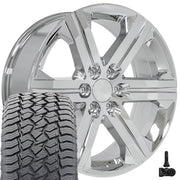 Set(4) 22x9 CV60 Chrome - 6x139.7 +24ET with 285/45r22 Sailun TerraMax AT2 Tires &amp; TPMS