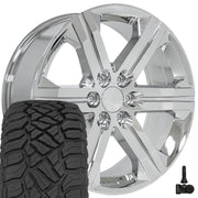 Set(4) 22x9 CV60 Chrome - 6x139.7 +24ET with 285/45r22 Sailun TerraMax RT Tires &amp; TPMS