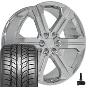 Set(4) 24x10 CV60 Chrome - 6x139.7 +30ET with 295/35r24 Sailun Atrezzo SVR LX+ Tires &amp; TPMS
