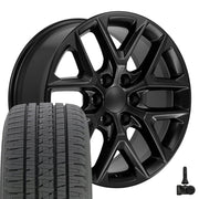 20" Replica Wheels fit Chevrolet Silverado 1500 - CV62 Satin Black 20x9, Bridgestone Tires &amp; TPMS Set