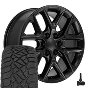 OE Wheels CV62 20x9 6x139.7 Satin Black Wheels 275-55-20 Sailun TerraMax RT Tires TPMS SET