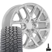 20" Replica Wheels fit Chevrolet Silverado 1500 - CV62 Chrome 20x9, Sailun Tires &amp; TPMS Set