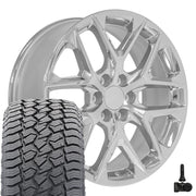 22" Replica Wheels fit Chevrolet Silverado 1500 - CV62 Chrome 22x9, Sailun Tires &amp; TPMS Set