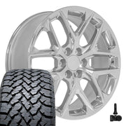 Set(4) 22x9 CV62 Chrome - 6x139.7 +28ET with 285/45r22 TBB TS-37 AT Tires &amp; TPMS