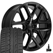 Set(4) 24x10 CV62 Satin Black - 6x139.7 +28ET with 305/35r24 Ironman iMove GEN 2 Tires &amp; TPMS