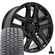 Set(4) 20x9 CV63 Gloss Black - 6x139.7 +28ET with 275/55r20 Sailun TerraMax AT2 Tires &amp; TPMS