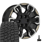 Set(4) 18x8.5 CV65 Satin Black Machined Face - Two Tone - 6x139.7 +26ET with 275/65r18 Ironman All Country AT-X Tires &amp; TPMS