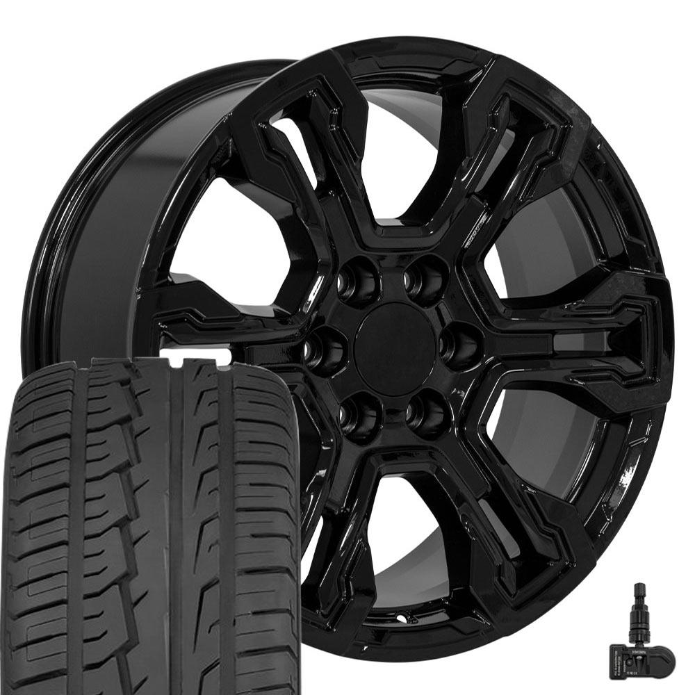 20-inch Black Rims fit Chevrolet Silverado 1500 CV65 20x9 Wheels w ...