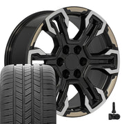 OE Wheels CV65 20x9 6x139.7 Satin Black Machined Face - Two Tone Wheels 275-55-20 Goodyear Eagle LS2 Tires TPMS SET