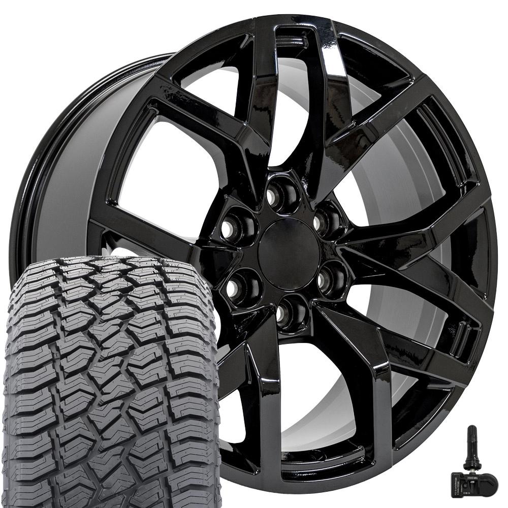 CV66 20x9 Black Suburban 1500 Z71 Replica Wheel Tire TPMS Set Sailun ...
