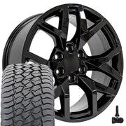20" Replica Wheels fit Chevrolet Suburban 1500 - CV66 Gloss Black 20x9, Sailun Tires &amp; TPMS Set