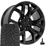 OE Wheels CV66 20x9 6x139.7 Gloss Black Wheels 275-55-20 Sailun TerraMax RT Tires TPMS SET