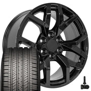 22" Replica Wheels fit Chevrolet Suburban 1500 - CV66 Gloss Black 22x9, Goodyear Tires &amp; TPMS Set