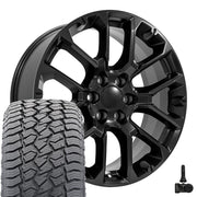 22" Replica Wheels fit Chevrolet Suburban 1500 - CV67 Satin Black 22x9, Sailun Tires &amp; TPMS Set