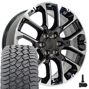 22" Replica Wheels fit Chevrolet Suburban 1500 - CV67 Gloss Black Machined 22x9, Sailun Tires &amp; TPMS Set