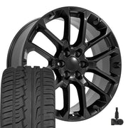 Set(4) 24x10 CV67 Satin Black - 6x139.7 +28ET with 295/35r24 Ironman iMove GEN 2 Tires &amp; TPMS