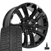 Set(4) 22x9 CV68 Satin Black - 6x139.7 +28ET with 285/45r22 Ironman iMove GEN 2 SUV Tires &amp; TPMS