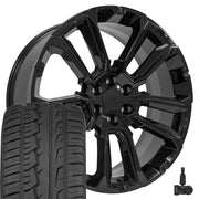 Set(4) 24x10 CV68 Gloss Black - 6x139.7 +28ET with 295/35r24 Ironman iMove GEN 2 Tires &amp; TPMS