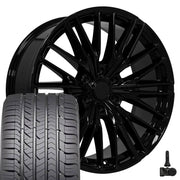 Set(4) 22x9 CV72 Gloss Black - 6x139.7 +18ET with 285/45r22 Goodyear Eagle Sport Tires &amp; TPMS