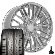 Set(4) 22x9 CV72 Chrome - 6x139.7 +18ET with 285/45r22 Goodyear Eagle Touring Tires &amp; TPMS