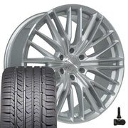 Set(4) 22x9 CV72 Gloss Silver Machined - 6x139.7 +18ET with 285/45r22 Goodyear Eagle Sport Tires &amp; TPMS